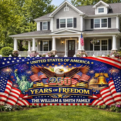 Personalized 250 Years of Freedom USA Banner 1776-2026, Patriotic American by LOVELYPOD