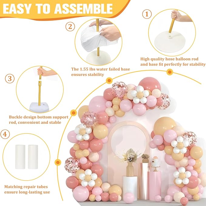 Bazen Balloon Arch Stand Kits Gold 8.2FT&5FT Half Arch Backdrop Stand | Balloon - Image 4