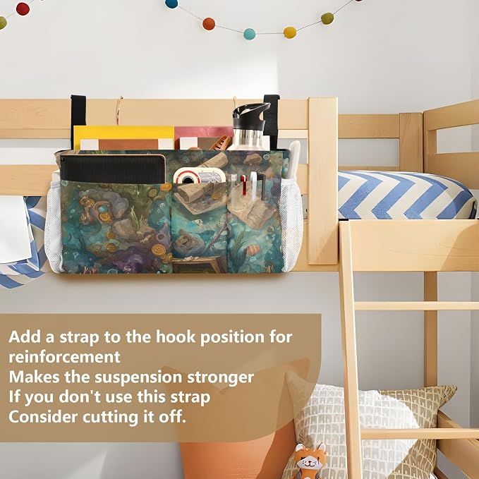 Bedside Caddy Metal Frame Hanging Organizer Bunk Bed Dorm Accessories Hook And - Image 6