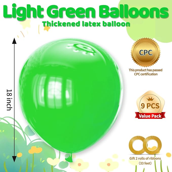 32 Pack 18 Inch Light Green Latex Balloons - Image 2
