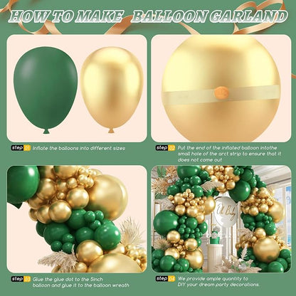 412Pcs Green and Gold Balloon Arch Kit, 18 12 10 5 Inch Different Size Latex - Image 2