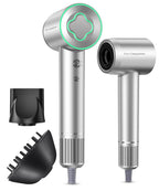 Cosy Companions Hair Dryer - 150000 RPM High-Speed Brushless Motor Negative Ionic Blow Dryer for Fast Drying, Low Noise Thermo-Control Hair Dryer with Diffuser and Nozzle, Silvery