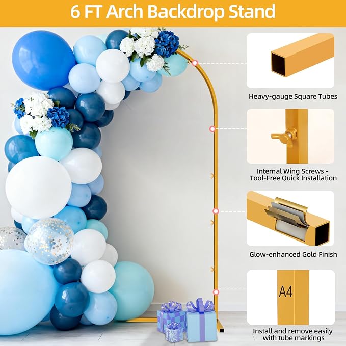 6 FT Wedding Arch Frame Backdrop Stand - Image 3