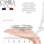Camila Paris CP3468 French Headband for Women, Handmade White and Gray, Strong Hold Grip Women's Hair Band, Ligth and Very Flexible, No Slip and Durable Styling Girls Hair Accessories, Made in France