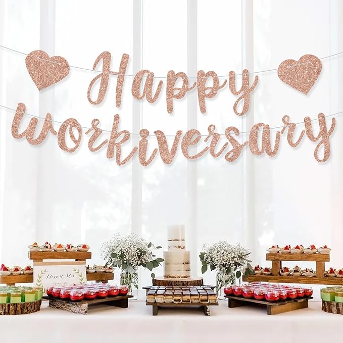 Rose Gold Glitte Happy Workiversary Banner - Image 6