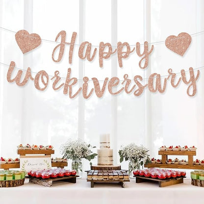 Rose Gold Glitte Happy Workiversary Banner - Image 6
