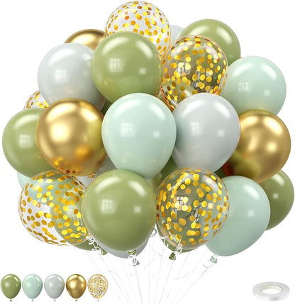 Sage Green and Gold Balloons by FEYG