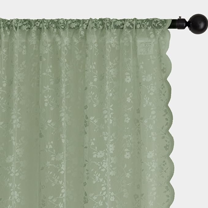 Anmao Vintage Lace Sheer Curtains 72 Inches Long - Image 6