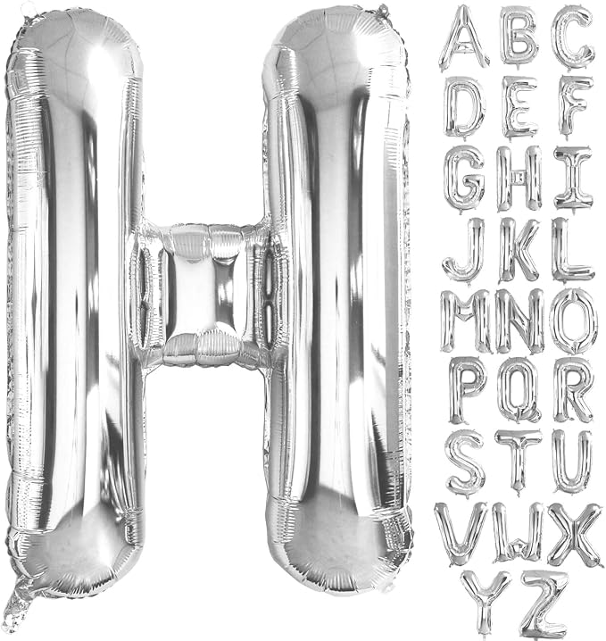Lovoir 40 Inch Large Silver Letter H Balloons Big Size Jumbo Mylar Foil Helium by Lovoir