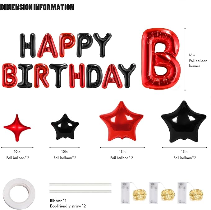 CANREVEL Happy Birthday Banner Decorations + 8Pcs Star Balloons, - Image 2