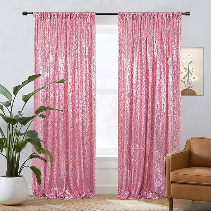 Eternal Beauty Fuchsia Pink 3mm Sequin Backdrop 2x8 Ft 2 Pack Wedding | Dense - Image 8