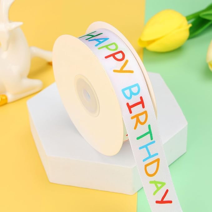 24 Yard Happy Birthday Ribbon Gift Wrapping Crafts Party Decoration Colorful - Image 8