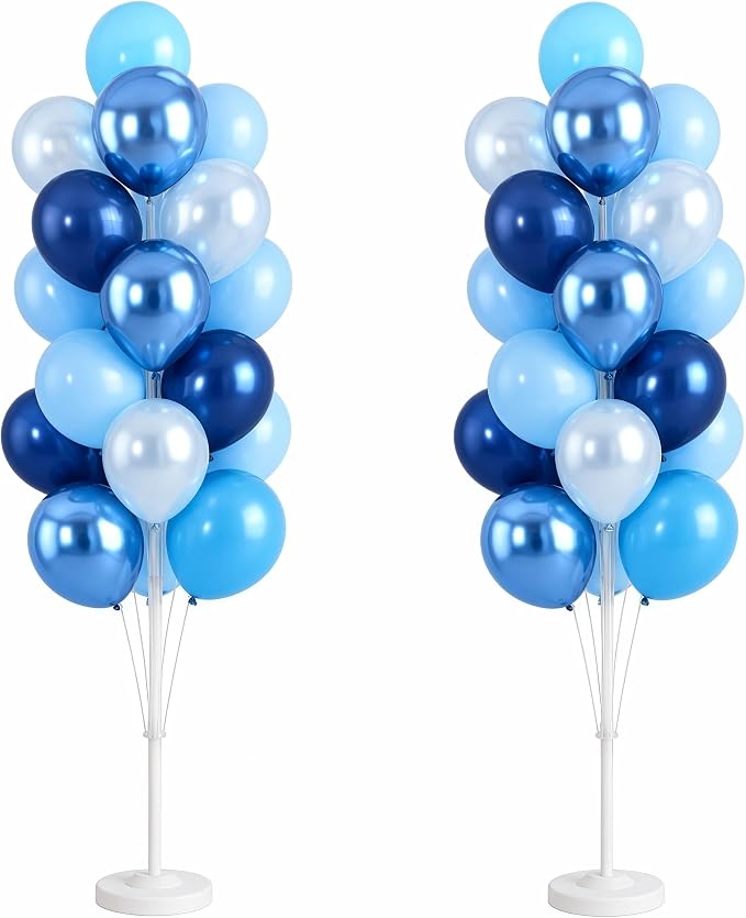 Hiins Metallic Blue Balloon Column Kit Set of 2 by HiinsPartyDecoration