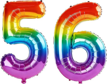 40 Inch Number 56 Balloons for 56th Birthday Party Decorations, 0-100 Rainbow by FOBELEC