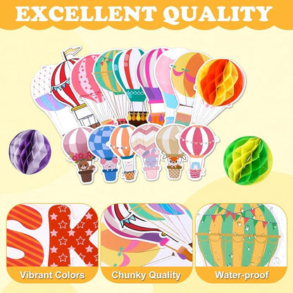 55 PCS 3D Honeycomb Hot Air Balloon Bulletin Board Decor, Classroom Wall Cutouts - Image 3