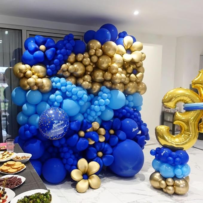 Awenztech 122pcs Royal Blue Latex Balloons in 18 12 10 5 inches | Graduation - Image 6