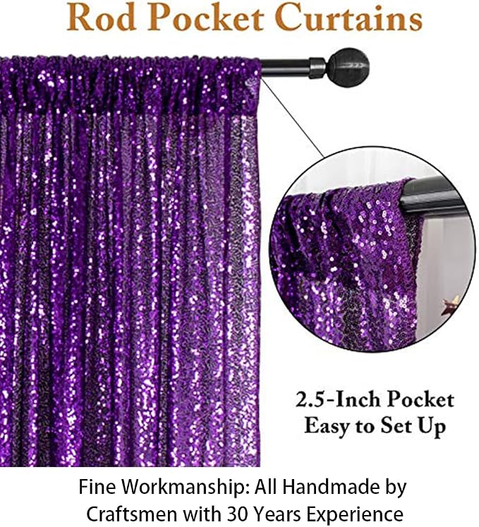 ShinyBeauty 4FT x 7FT Purple Sequin Backdrop | Photobooth Background | Wedding - Image 3