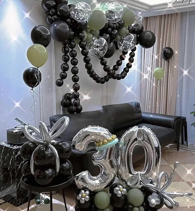 Black and Silver Balloons 18 Inch 24 Pack Matte Helium Latex Round Balloons - Image 4