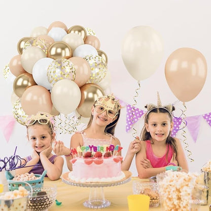 Zesliwy Gold White Sand Confetti Balloons, Party Decor | Beige Gold Nude - Image 5
