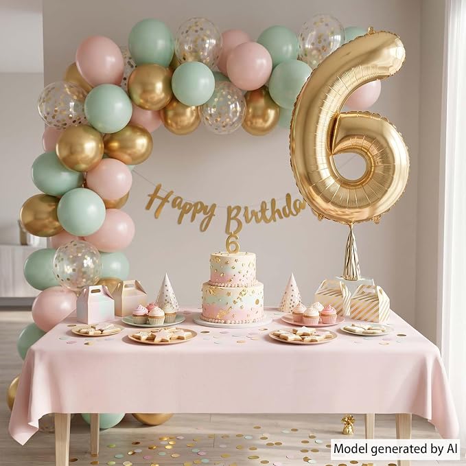 White Gold Number 6 Balloon 40 Inch, Metallic Foil Digit - Image 3