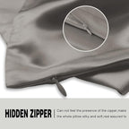 Natural Mulberry Silk Pillowcase for Hair and Skin Queen Size 20"X30" Silk Pillow Case with Hidden Zipper Soft Breathable Smooth Cooling Silk Pillow Covers for Sleeping(Gray,Queen,1Pcs)