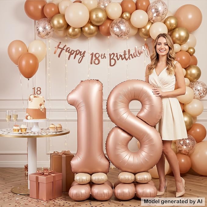 40 Inch Caramel Foil Number 18 Balloon - Image 4
