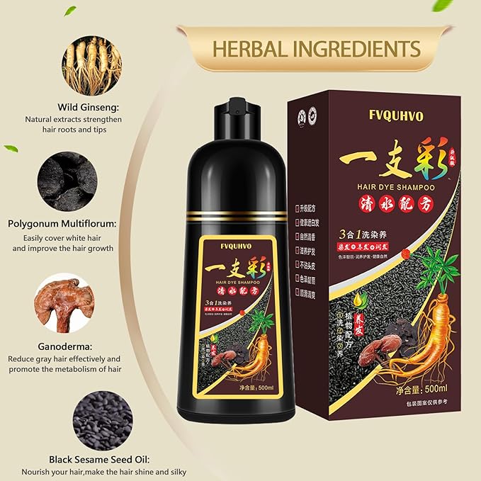 Hair Dye Shampoo 3 in 1, Coffee Hair Color Shampoo for Men Women, Natural Brown Hair Color Dye, Easy to Use for All Hair Types Shampoo Para Canas 16.9 Fl Oz (Coffee)