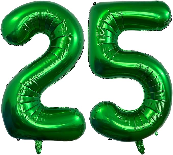 Dark Green 25 Number Balloons, 40 Inch Giant Number 25 Balloons Foil Mylar by Lovoir