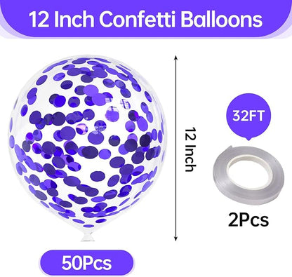 50pcs Purple Foil Confetti Balloons, 12 inch Latex Balloon - Image 2