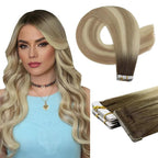 Full Shine Intact Tape ins Human Hair Extensions Color 2/18/22 Invisible Virgin Tape in Hair Extensions 18 Inch Injection Machine Remy Tape In Extensions 25Gram 10Pcs For Wedding