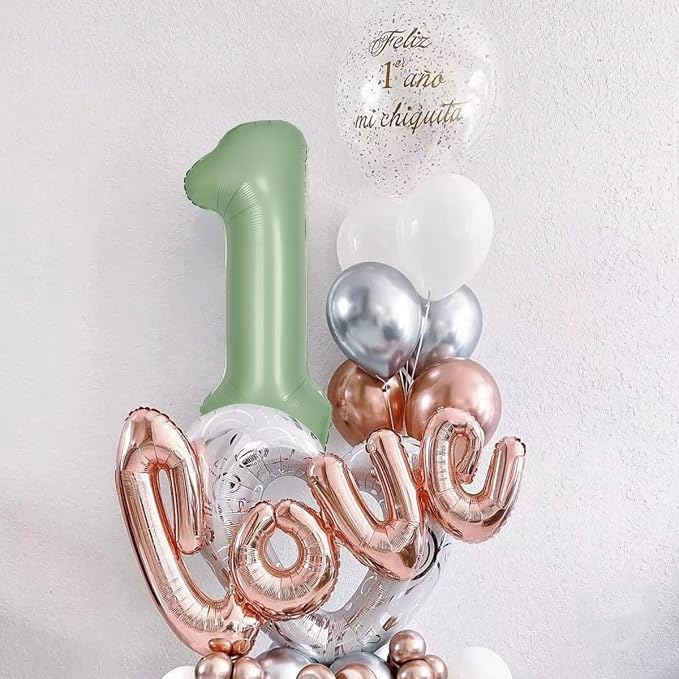 40 Inch Green Number Balloon 7 Olive Green Foil Balloon Sage Green 7 Balloons - Image 6