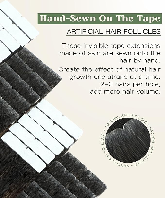 SURNEL Injected Tape in Hair Extensions Natural Black to Medium Brown and Caramel Blonde Invisible Tape in Extensions 16Inch 20 Pcs 35g(#1B427,16)