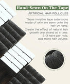 SURNEL Injected Tape in Extensions Human Hair 18 Inch Natural Black to Medium Brown and Caramel Blonde Invisible Tape in Extensions 20 Pcs40g(#1B427,18)
