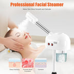 Professional Facial Steamer, 800W White Skin Care Equipment w/Wheels, 750ml Large Capacity Face Steamer Machine for Beauty Salon, Adjustable Height Hot Mist Steamer for Oily Dry Neutral Skin