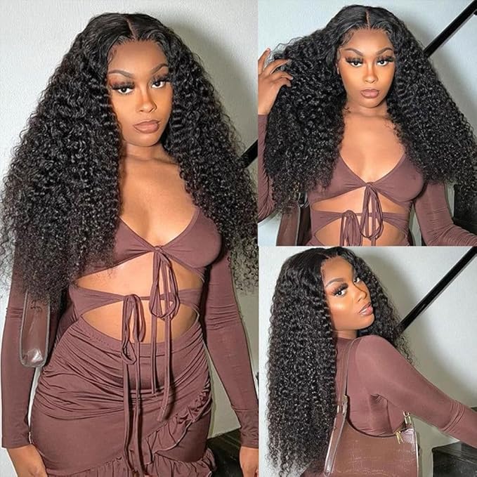22 Inch Deep Wave Lace Front Wigs Human Hair 200% Density 13x6 HD Transparent Deep Wave Lace Front Wigs for Women Curly Wigs Pre Plucked with Baby Hair Glueless Wigs Natural Color