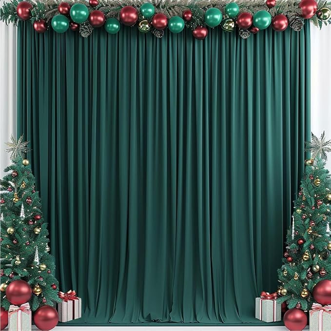 20x10ft Wrinkle Free Hunter Green Backdrop Curtain - Image 4