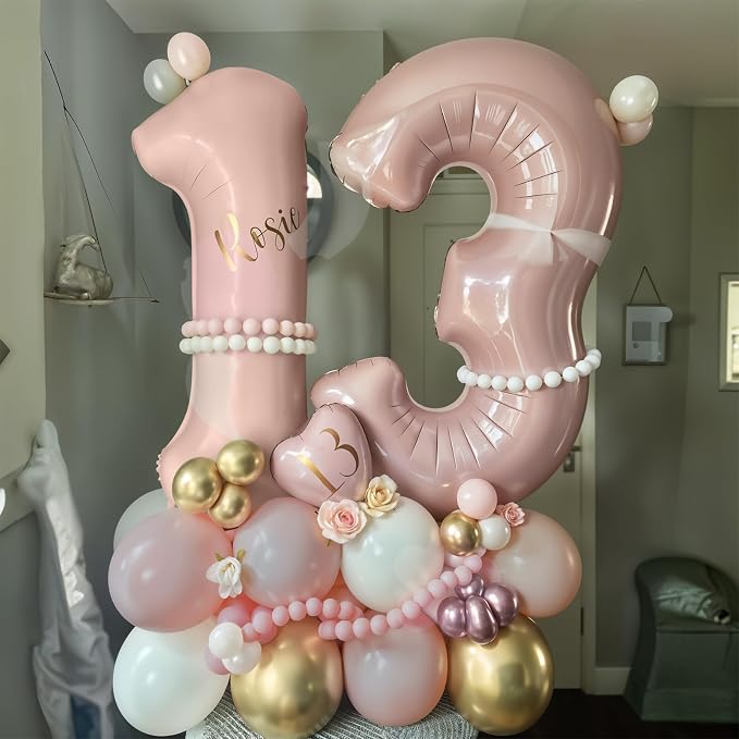 Dusty Pink Balloon Number 1 for 1st Birthday Decorations Girls, Blush Baby Pink - Image 4