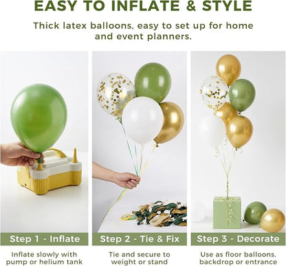 LovesTown Sage Green Gold and White Balloons - Image 6