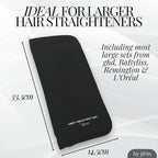 Flat Iron Hair Straightener Silicone Mat & Pouch Pack by j&m - with Heat Proof Mat for Curling Tongs/Wands/Irons - Fits ghd, BaByliss & Larger Straighteners - Zip-Up All-in-One Compact Travel Case