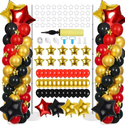 2 Sets Black Gold and Red Balloons Decorations Adjustable Balloon Column Stand by Unknown