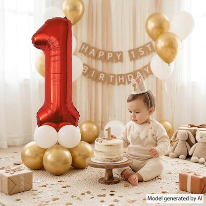 Red Number 1 Balloon 40 Inch, Foil Numeral - Image 6