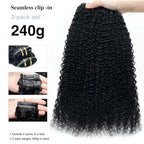 2 Pack 240g Curly Clip in Hair Extensions Real Human Hair 16 Pcs Seamless Clip ins for Women Full Head with PU Skin Weft 15A Remy Human Hair 14inch Natural Black