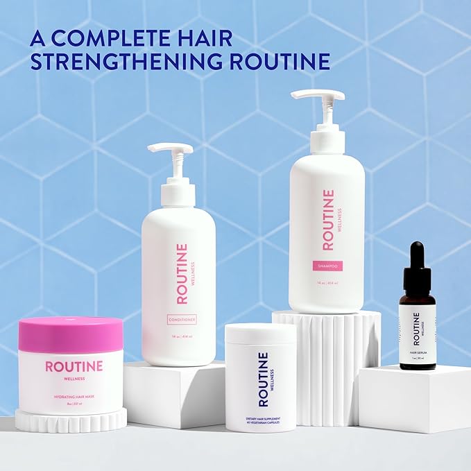 Routine Wellness 1 Liter Anti-Thinning Volumizing Shampoo and Conditioner Set for Thinning Hair & Hair Loss - Grow Your Confidence with Biotin & DHT Blockers - 1 Liter Coconut & Vanilla Set