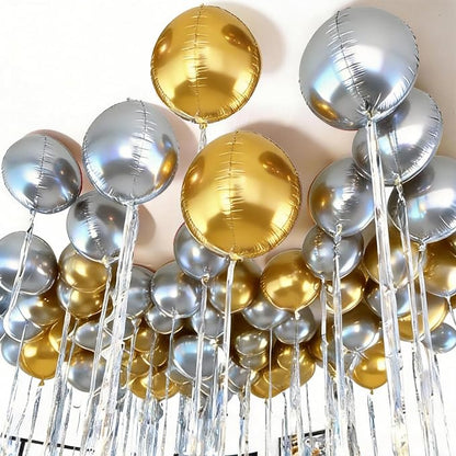 Gold and Silver Round Balloons Foil, Metallic Gold Silver Balloons - Image 8
