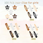 100PCS Snap Hair Clips for Women, 2 Inch Non-Slip Metal Barrettes, Stylish Hair Accessories for Girls, Perfect for Daily Use and Styling