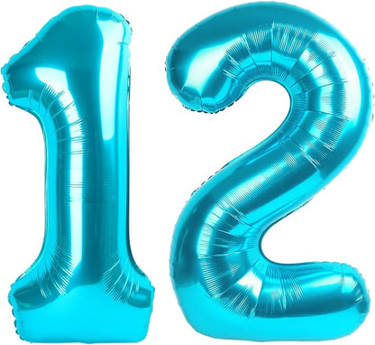 Number Balloons 12 Balloon 40 inch Light Blue by Enyeopd