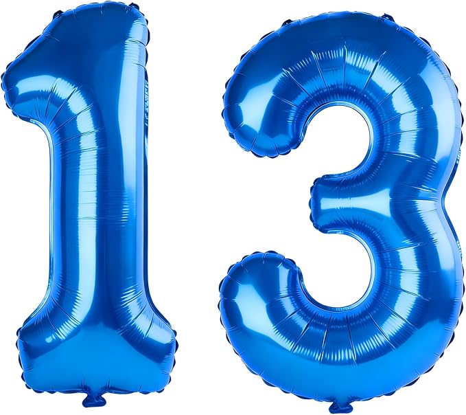 40 Inch Number 13 Balloons for 13th Birthday Party Decorations, 0-100 Dark Blue by FOBELEC