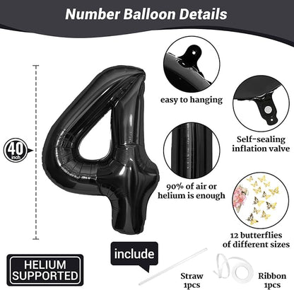 40 Inch Black Number 4 Balloon - Image 2