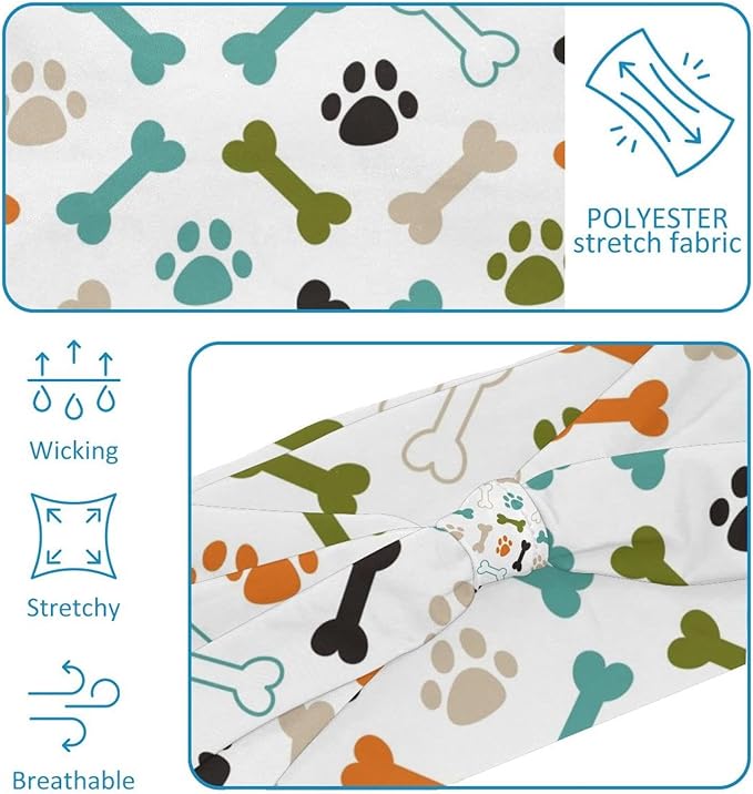 6 Pcs Stretchy Headbands for Women, Absorbed Sport Headband Soft Twist Knotted Headbands for Daily Life Yoga Workout, Dogs Collection Multi Animal