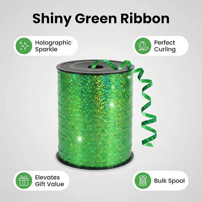 500 Yards Green Curling Crimped Ribbon Green Balloon String Shiny Metallic Roll - Image 3